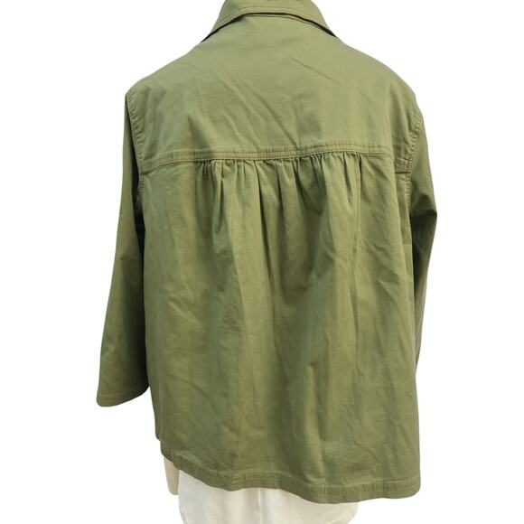 Classic Elements Olive Green Cropped Jacket & Pant Suit Women’s 18W Cotton Blend - Picture 3 of 15